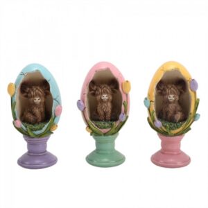 Resin Easter Highland Cow in Egg