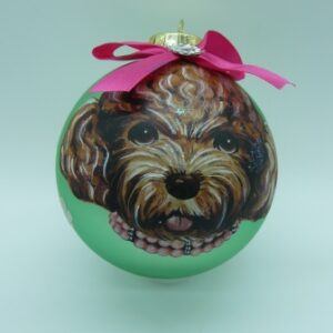 Baubles 100mm Dog w Bow Green