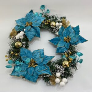 Wreath Light Blue n White 56cm