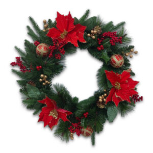 Decorated Wreath Red Flowers 50cm