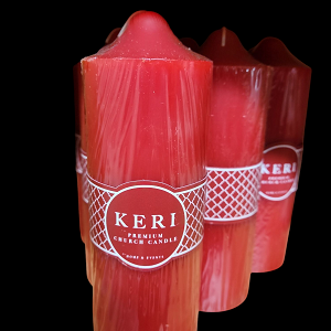 Church Pillar Candle Red (7x20cmH) 98Hr