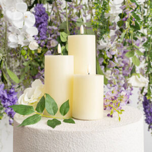 Wax LED Trueflame Pillar Candle Set 3 Cream