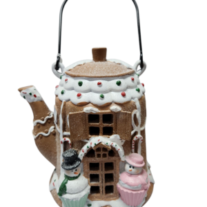 Gingerbread and Snowman Teapot House