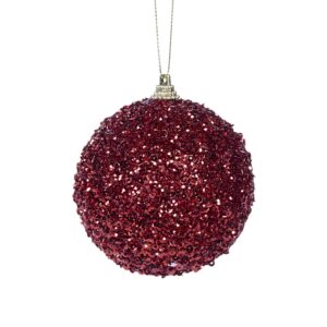 Baubles 80mm Red Sugar Shatterproof