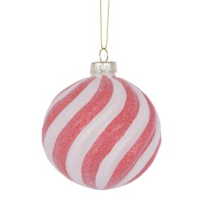 Baubles 80mm Hot Pink n White Glitter Swirl