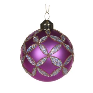 Baubles 80mm Pearl Magenta Floret