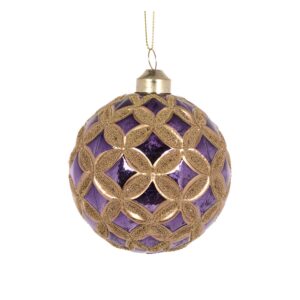 Baubles 80mm Purple n Gold Floret
