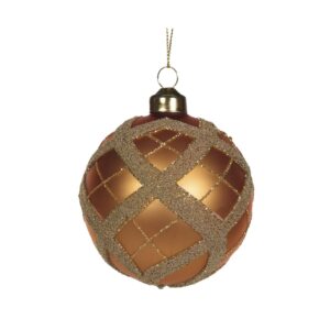 Baubles 80mm Copper Tartan