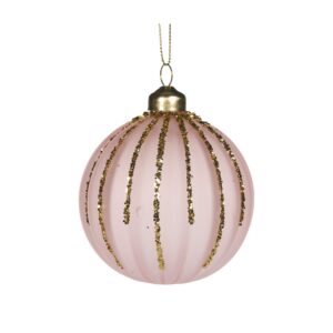Baubles 80mm Pink Glitter Drip