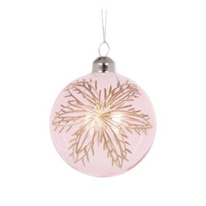 Baubles 80mm Pink Etched Snowflake