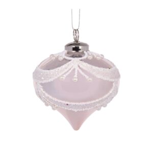 Baubles 80mm Pearl Pink Intricate Onion