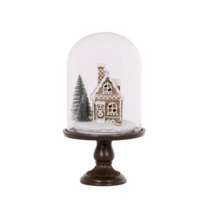 Cloche 30Cm Piped Gingerbread House