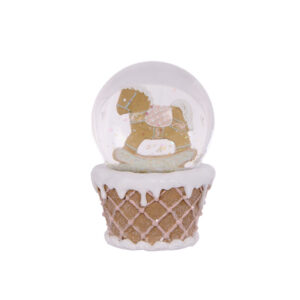 Gingerbread Piped Pastel Rocking Horse Snowglobe