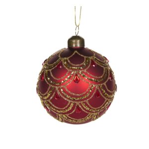 Baubles 80mm Matte Red Embellished Scallop