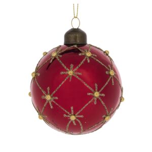 Baubles 80mm High Shine Red Embellished