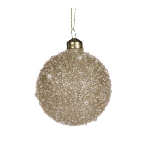Baubles 80mm Champagne Sugared Pearl