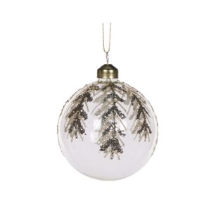 Baubles 80mm Champagne Fine Foliage