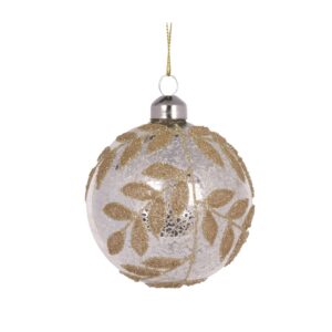 Baubles 80mm Champagne Mercury Foliage