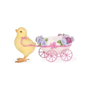 Chick Pulling Pansy Cart