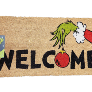 Grinch Doormat-Welcome with Hand