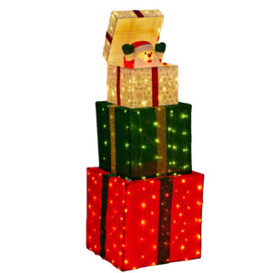 Santa in Gift Box Stack - Animated, 122cm