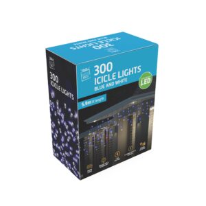 LED Icicle Lights 300 White/Blue