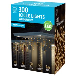 LED Icicle Lights 300 Warm White