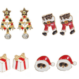 Metal Stud Christmas Earrings