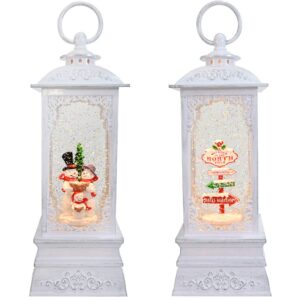 Christmas Glitter Swirl Musical White Lantern