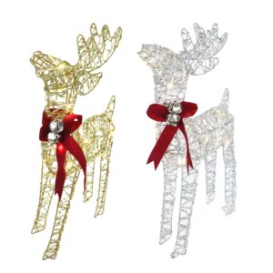 LED Reindeer Velvet Bow 42cm