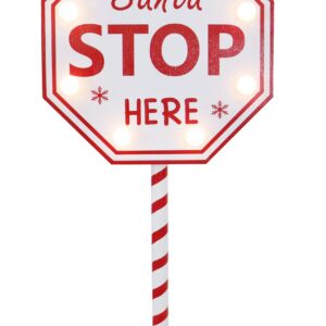 LED Santa Stop Here Sign Battery/OP