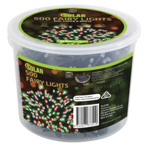 Solar Fairy Lights 500 Tub Red White Green