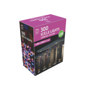 LED Icicle Lights 300 Carnival Colours 5.9M