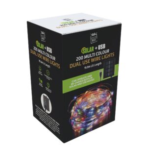 Solar USB Dual LED Wire Lights 200 MultiColour