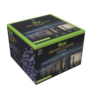 Solar Icicle Lights 200 White Blue