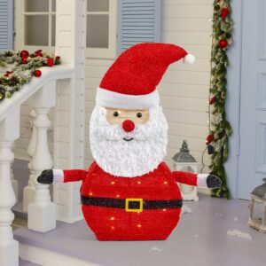 LED Collapsible Tinsel Santa 70cm