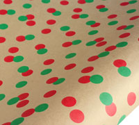 Christmas Wrap Confetti on Kraft Wrap-Red-Green