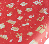 Christmas Wrap Gift of Giving on Kraft - Red-White