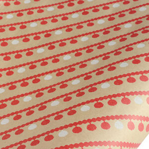 Christmas Wrap pom pom on kraft - red-white