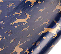 Christmas Wrap reindeer forest - navy-gold
