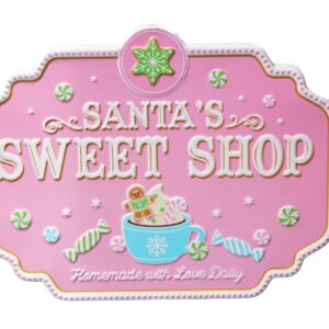 Metal Pink Santa's Sweet Shop Sign