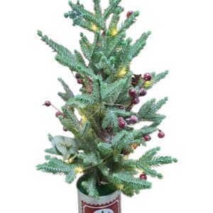 Christmas Tree with Lights in Tin Pot