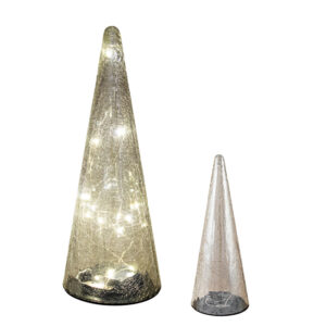 Cone Tree LED Platinum Glass Small