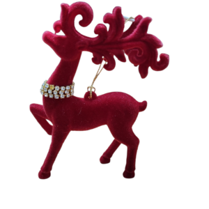 Acrylic Deer Ornament Flocked Red