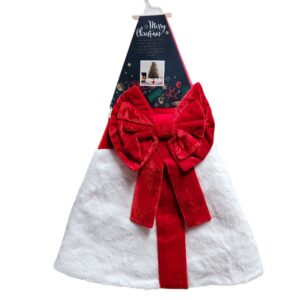Christmas Tree Skirt - White with Red Bow 120cm