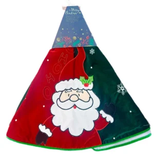 Christmas Tree Skirt - Santa Pic Red & Green 120cm