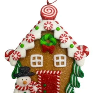 Hanging Ornament - Snowman Gingerbread House