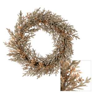 PLASTIC BOXWOOD PINE WREATH CHMPAGNE LGE