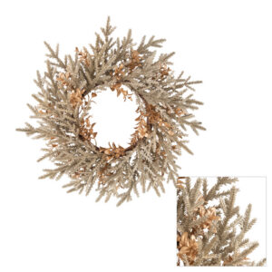 PLASTIC BOXWOOD PINE WREATH CHMPAGNE SML