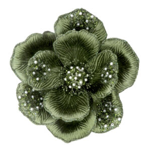 Clip On Magnolia Beaded Petal Sage